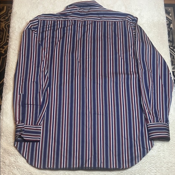 Etro sz 41 Classic Striped Button-Down Shirt in Blue Purple and Red - Picture 9 of 9